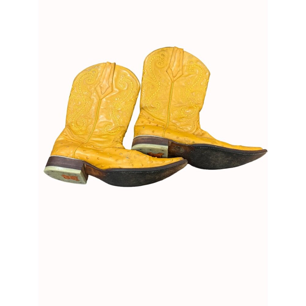 Potrero men’s leather orange western cowboy boots shoes size 8 SKU 4283